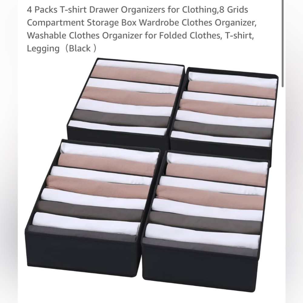 Lot of 3 Black multi-coloured foldable storage box for clothes
